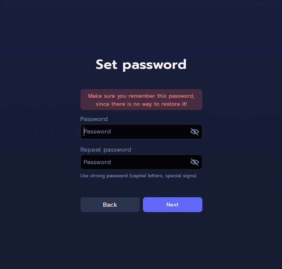 Set Sui wallet password